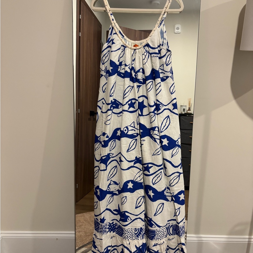NWT- Farm Rio Blue and White Maxi Dress